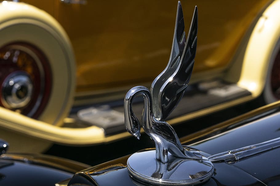 Packard 8, convertible, cabriolet, 1930, retro, rincian, klasik, lambang, logo, perak