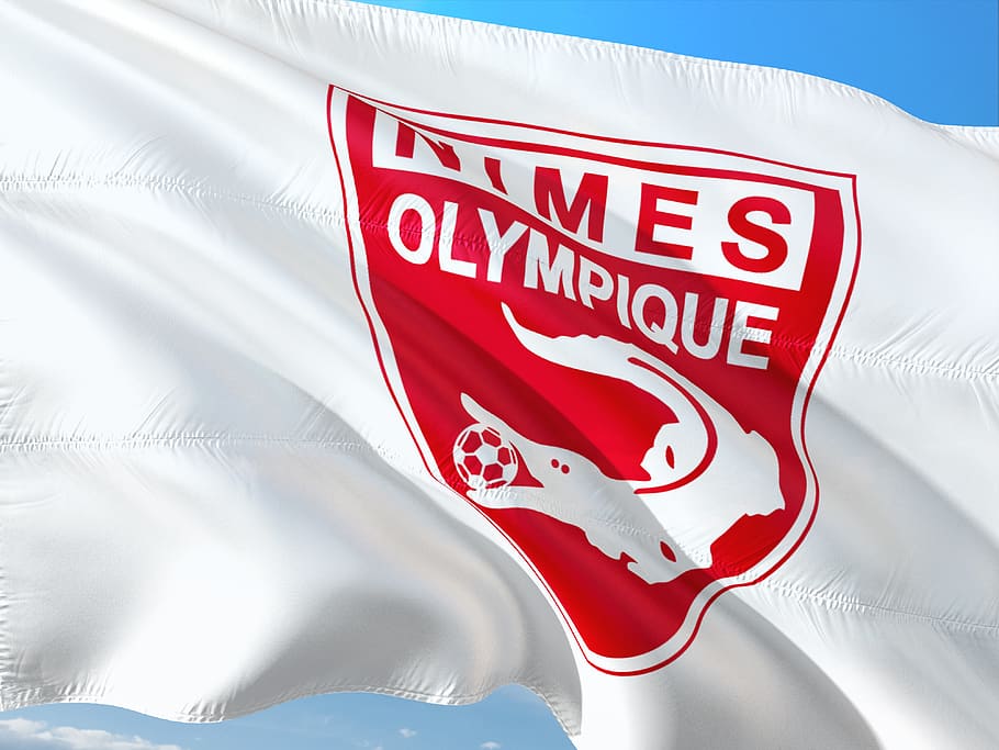 football, international, france, ligue 1, flag, olypique nimes, red, white color, nature, day - Pxfuel