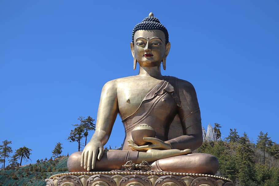 buddha, peace, historical, bhutan, india, hills, travel, nature, tourism, landscape