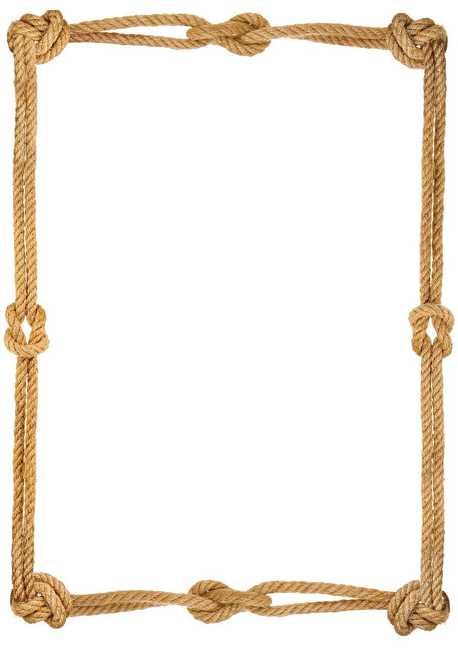 frame, framing, rope, object, knot, white background, cut out, gold colored, copy space, gold