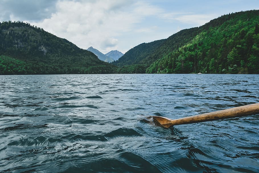 paddling, water, mountains, landscape, paddle, adventure, canoe, nature, canoeing, mountain