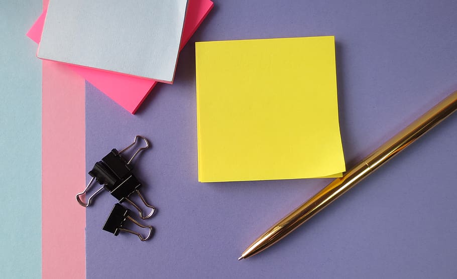 post it notes, desktop, notes, working, office, reminder, note, adhesive note, paper, yellow