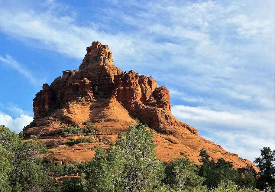 arizona, sedona, bell, rock, sky, landscape, erosion, red, mountains, beauty in nature