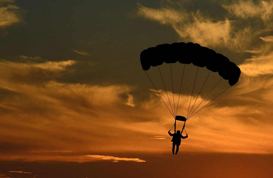 paraglider, sky, paragliding, parachute, sport, dom, flying, adventure, clouds, landscape