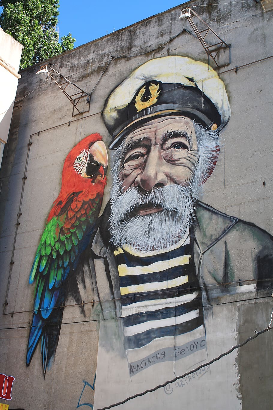 graffiti, salt, sailor, parrot, ukraine, odessa, day, art and craft, creativity, representation