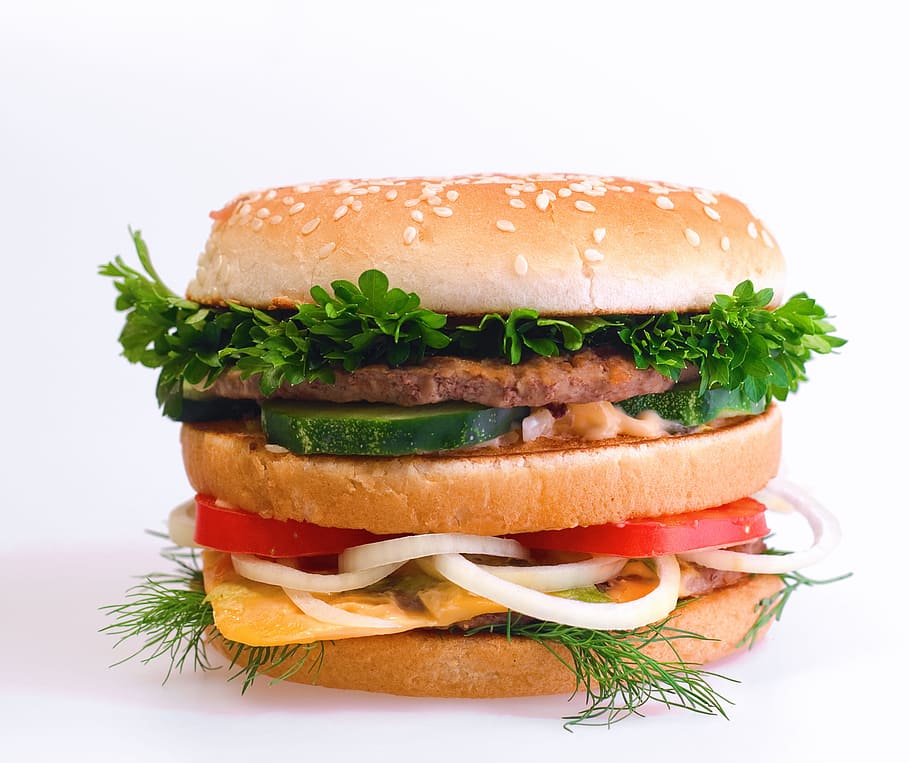 carne, pão, hambúrguer, calorias, delicioso, rápido, comida rápida, comida, fresco, grelhado