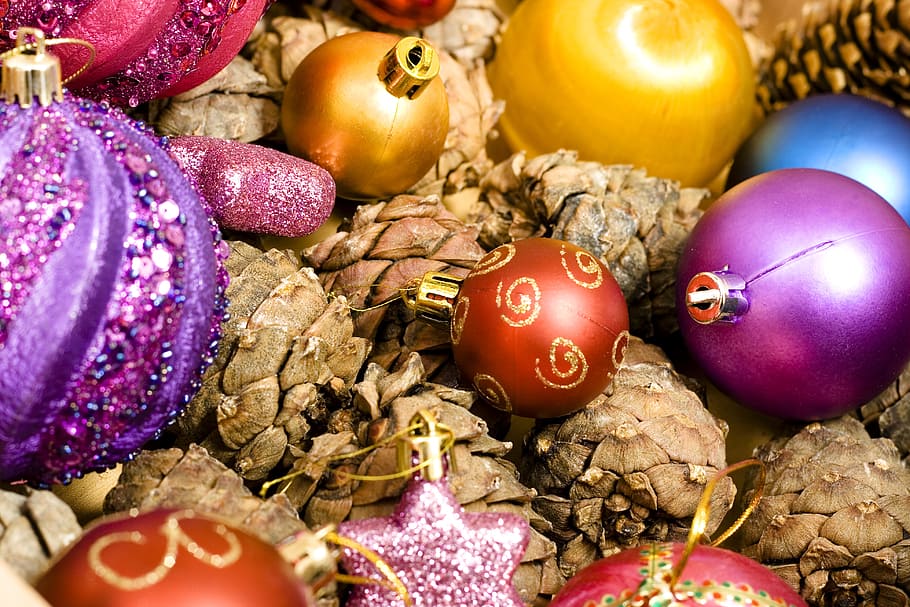 fundo, bola, bugiganga, celebração, natal, cor, decoração, presente, férias, alegre