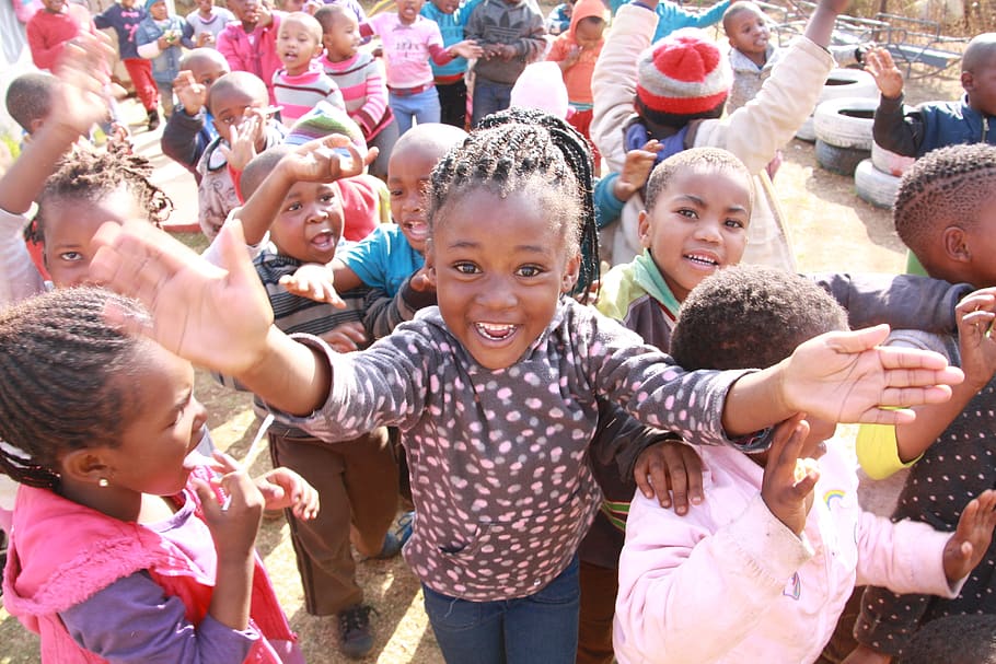 Soweto, Desa, kebahagiaan, Afrika, anak-anak, prasekolah, gadis, orang-orang, Afrika Selatan, hitam
