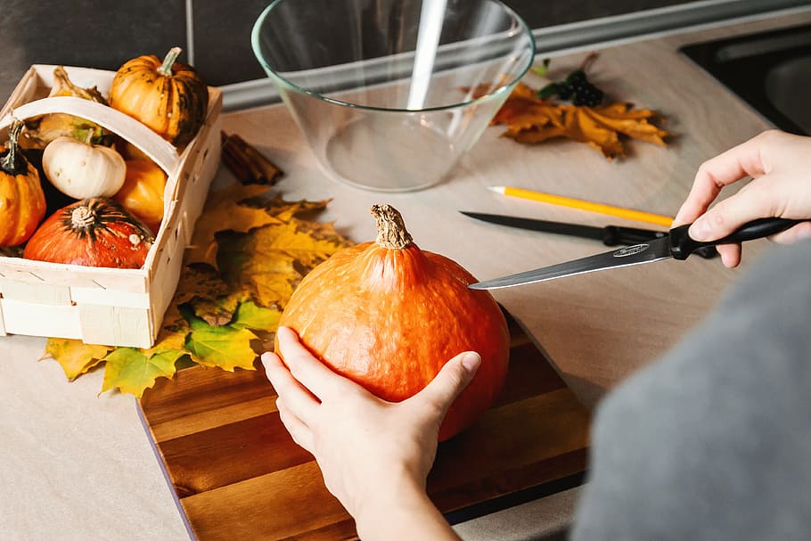 girls hands, carve, pumpkin., halloween., food and drink, food, human hand, hand, vegetable, human body part