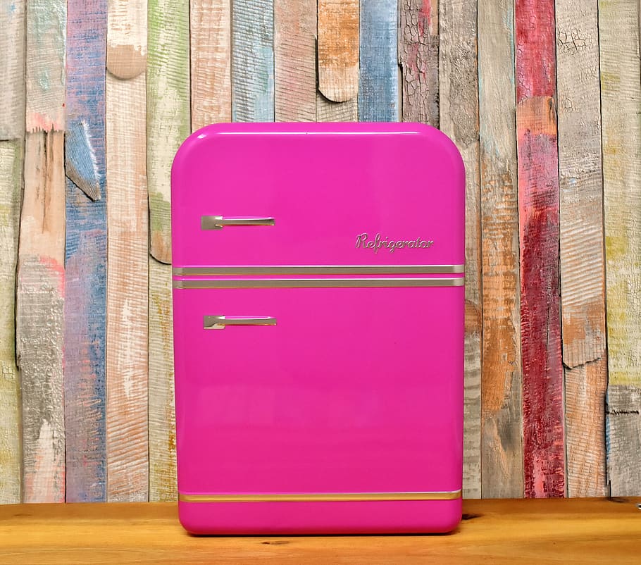 refrigerator, pink, powerful, box, storage, cookie jar, tin can, sheet, color, supplies