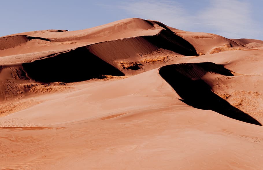 duna de areia, deserto, céu azul, saara, areia, mínimo, quente, paisagens - natureza, clima, terra