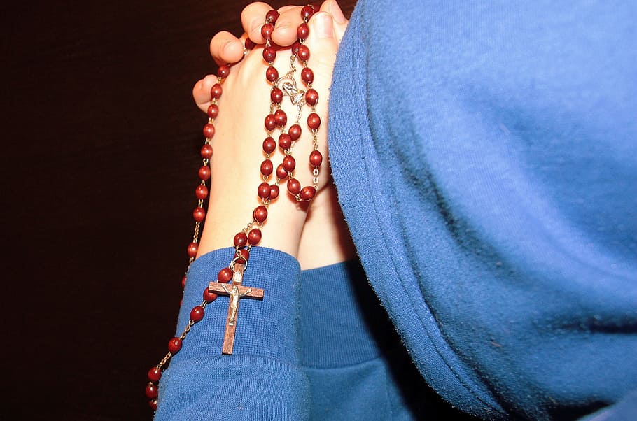 praying, string, bead, pray, human, activity, rosary, religious, peace, christianity