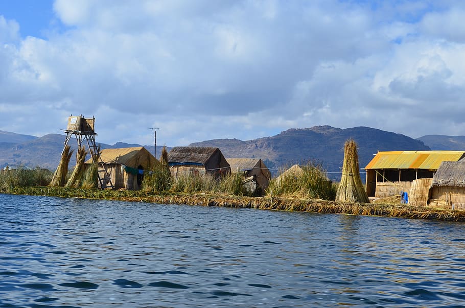 lago, quechua, titicaca, titikaka, flutuante, ilha, estrutura construída, arquitetura, agua, exterior do edifício