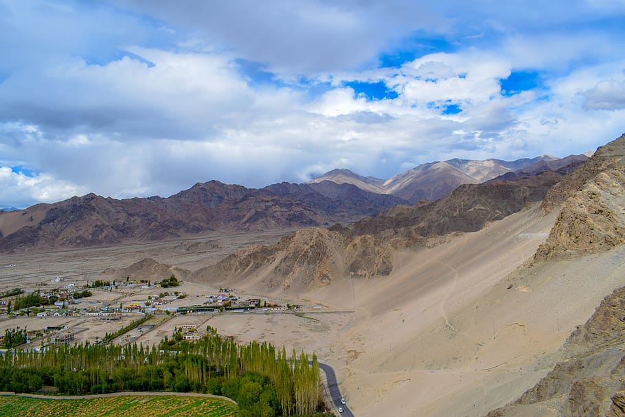 leh, ladakh, mountains, kashmir, india, landscape, travel, nature, himalaya, sky