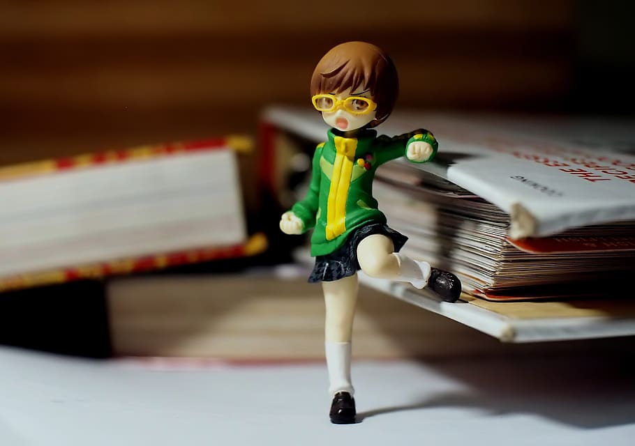 girl, toy, anime, character, figurine, persona, chie, small, cute, childhood