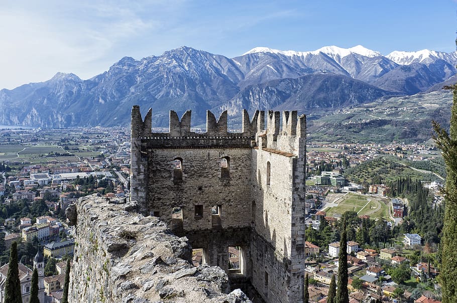 arc, castle, stone, middle ages, picturesque, italy, torre, trentino, tourism, europe