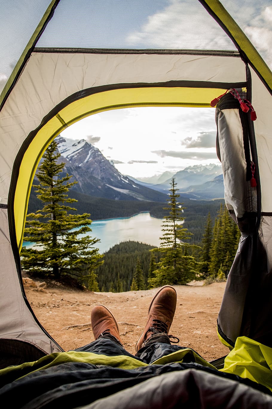 berkemah, tenda, di luar ruangan, perjalanan, pejalan kaki, mendaki, kamp, ​​danau, alam, lanskap