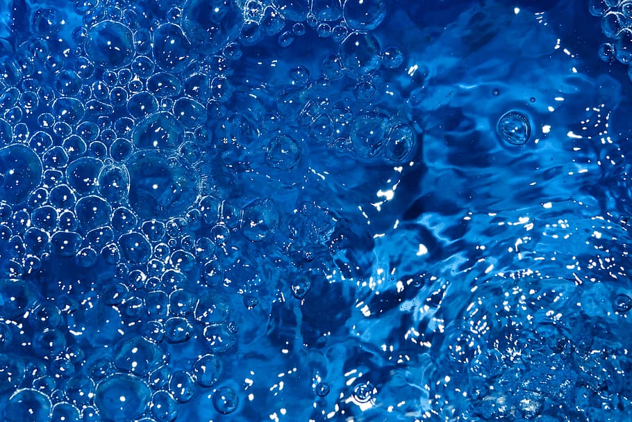 fondo, azul, burbuja, limpiar, claro, primer plano, frío, concepto, goteo, soltar