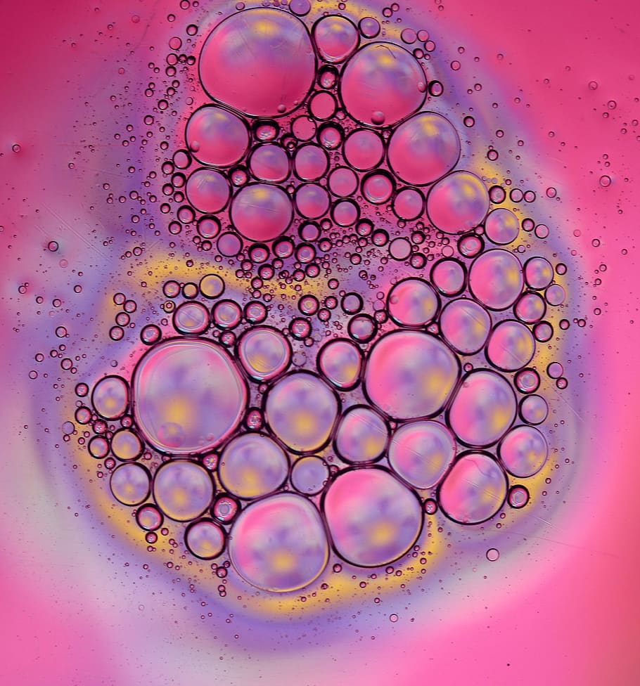 drops, macro, water, liquid, coloring, reflection, circle, geometric shape, bubble, nature