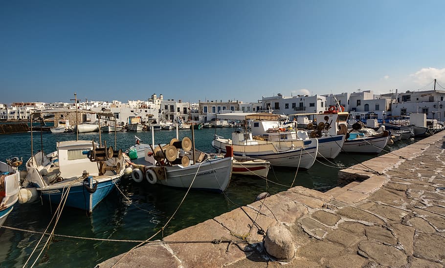 port, boat, village, fishing, fisherman, travel, boats, landscape, greece, naoussa