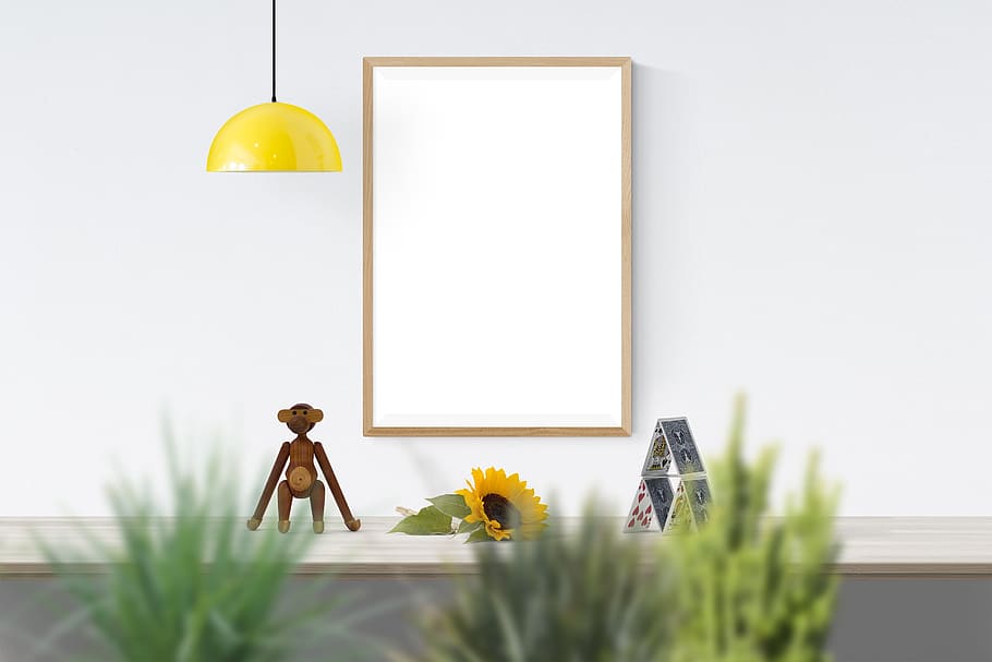 poster, frame, toy, plants, sunflower, plant, flower, flowering plant, indoors, copy space