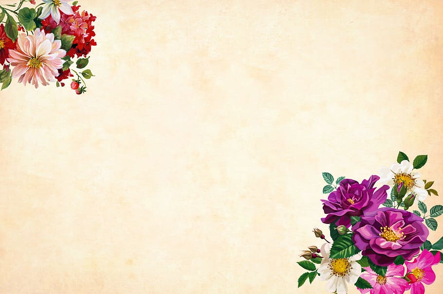 vintage, flower, background, watercolor, floral, border, garden, frame, spring, card