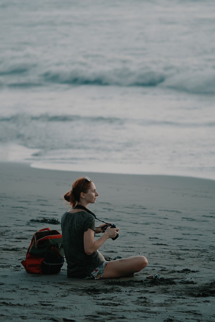 playa, fotógrafo, bali, mujer, arena, ola, orilla, una persona, agua, sesión