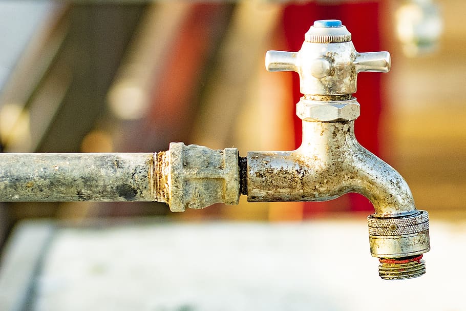 faucet, pipes, plumbing, metal, valve, steel, industry, iron, outdoors, focus on foreground