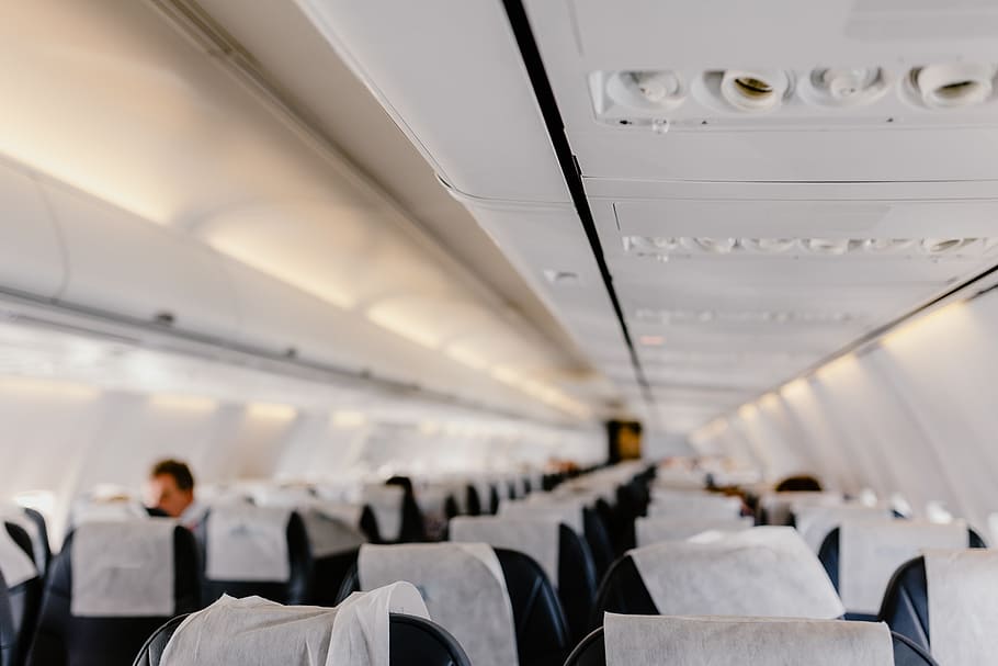 interior, avión de pasajeros, viaje, asiento, avión, vuelo, cabina, transporte, volar, vehículo aéreo