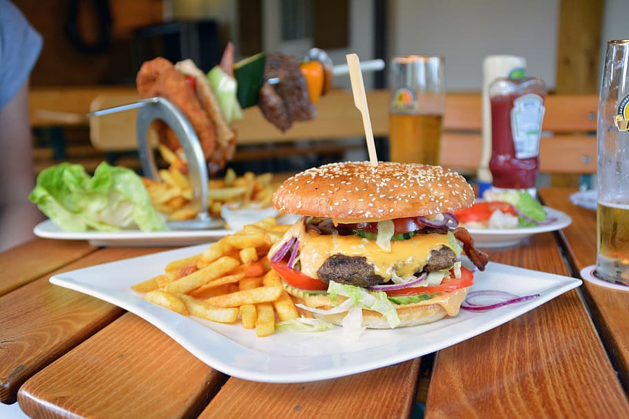 hamburger, french, burger, food, cheeseburger, fast food, eat, delicious, sandwich, food and drink