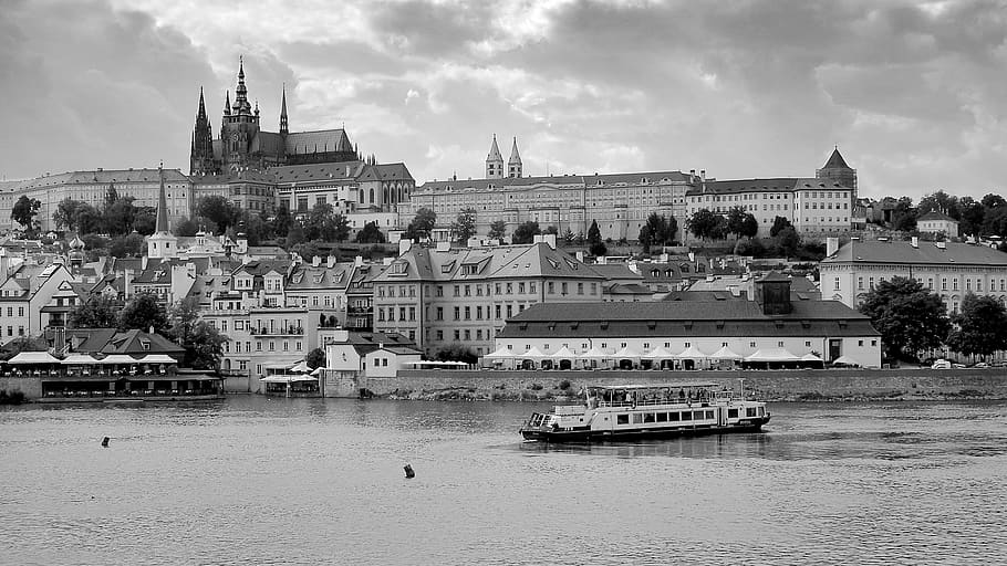 prague, prague castle, castle, a small party, the seat of the kings, the residence of the president, vltava, boat on the vltava river, tourist attractions of bohemia, the city of prague