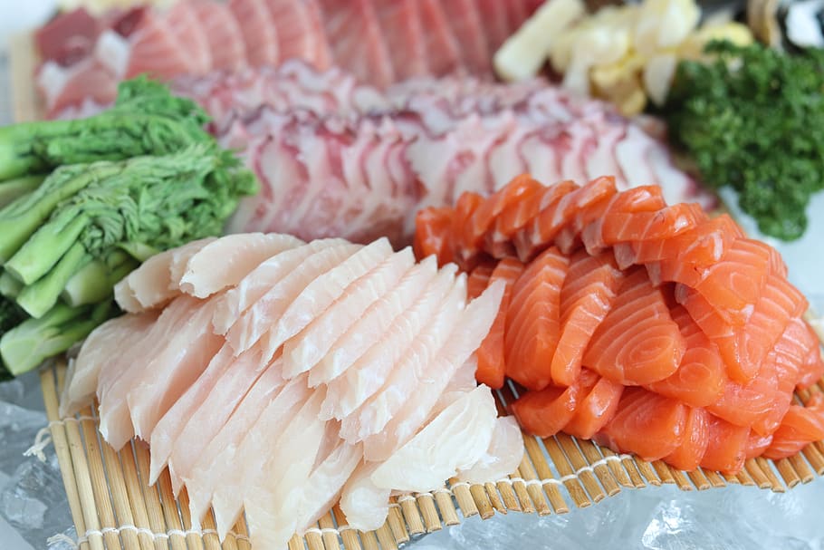 tempos de salmão, tempos de solha, sociedade de habitação de polvo, tempo, sashimi, equipes uma vez, bufê, frutos do mar, comida e bebida, comida