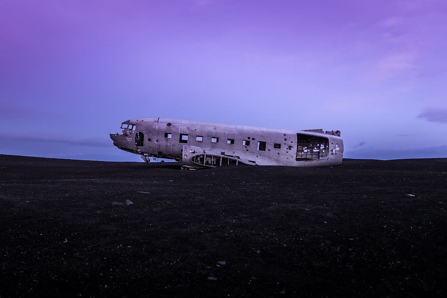 avião, abandonado, destruído, aviões, velho, aviação, corpo, explorado, estrutura, casco