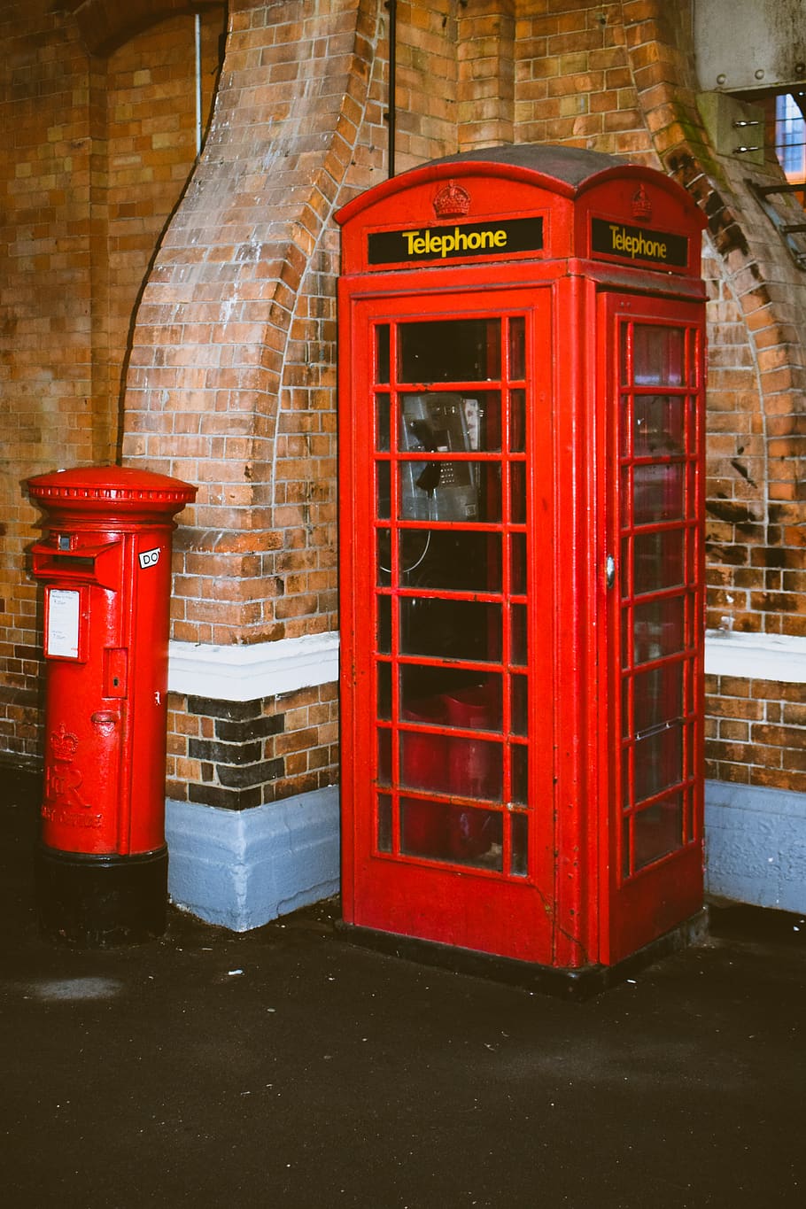 telephone booth, post box, red, mailbox, telephone, english, traditional, vintage, british, bournemouth