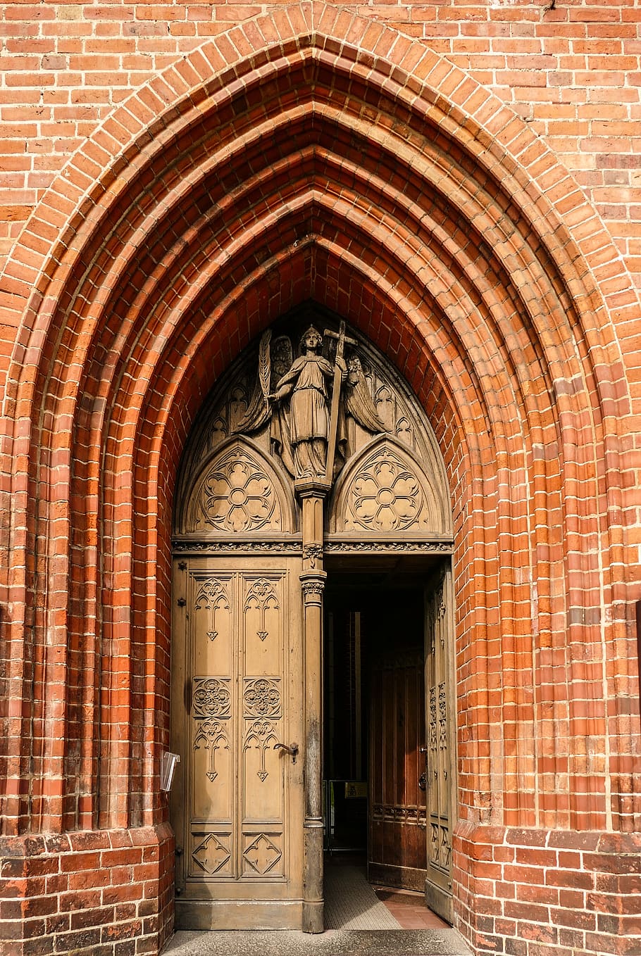 door, goal, old, antique, wooden door, historically, church, input, open, arch