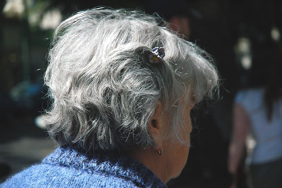 nenek senior, orang, lanjut usia, nenek, Orang tua, Wanita tua, senior, rambut abu-abu, headshot, potret
