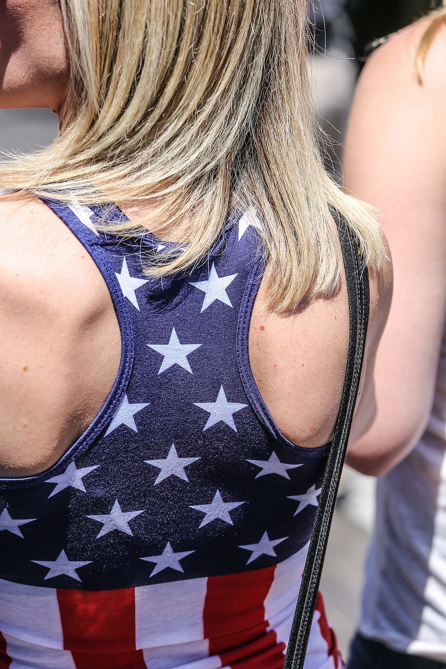 camisa da mulher, padrão da bandeira americana, padrão., 4 de julho, bandeira americana, celebração, vestuário, vaqueiro, bandeira, patriótico