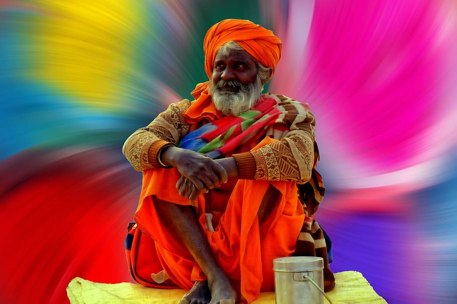 sadhu, warna, warna-warni, hdr, latar belakang, india, hindu, budaya, guru, agama