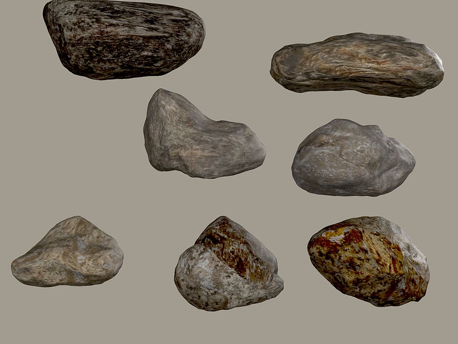 stones, png, transparent, isolated, rocks, studio shot, white background, cut out, brown, indoors