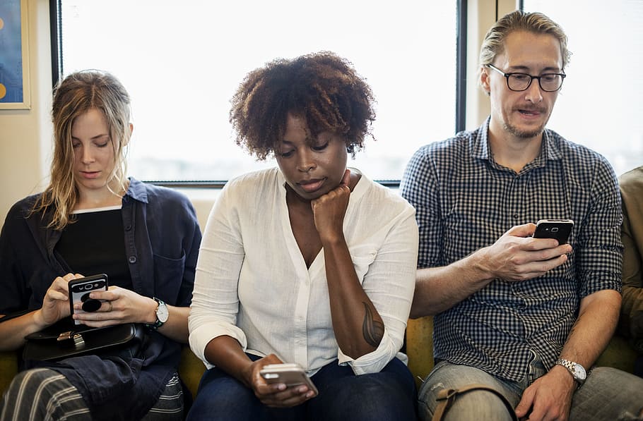 african american, caucasian, cellphone, chat, chatting, communication, community, commuter, connecting, connection