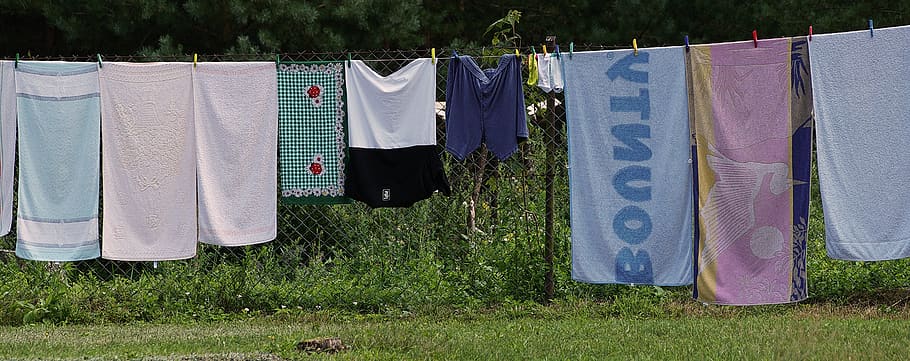 clothes line, laundry, dry, clean, laundry day, washed, towel, hanging, drying, clothesline