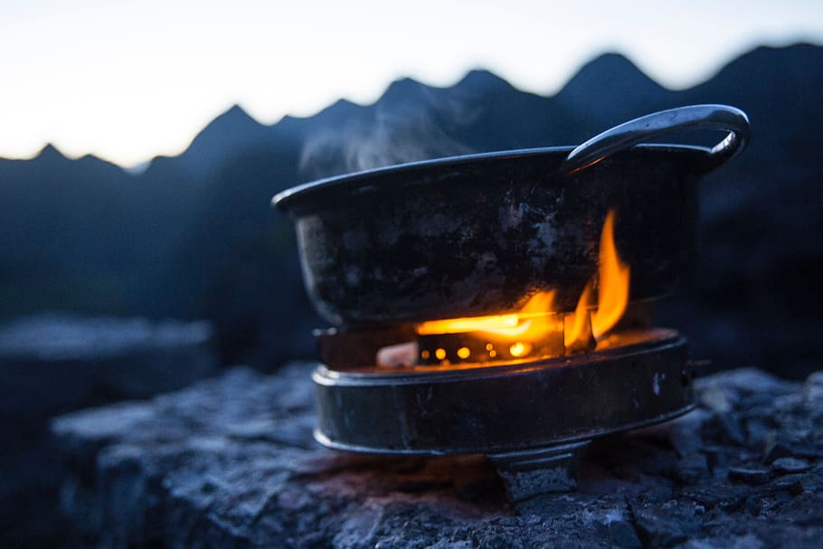 memasak di luar ruangan, memasak, api, alam, malam, luar ruangan, kompor, pembakaran, panas - suhu, api - fenomena alam