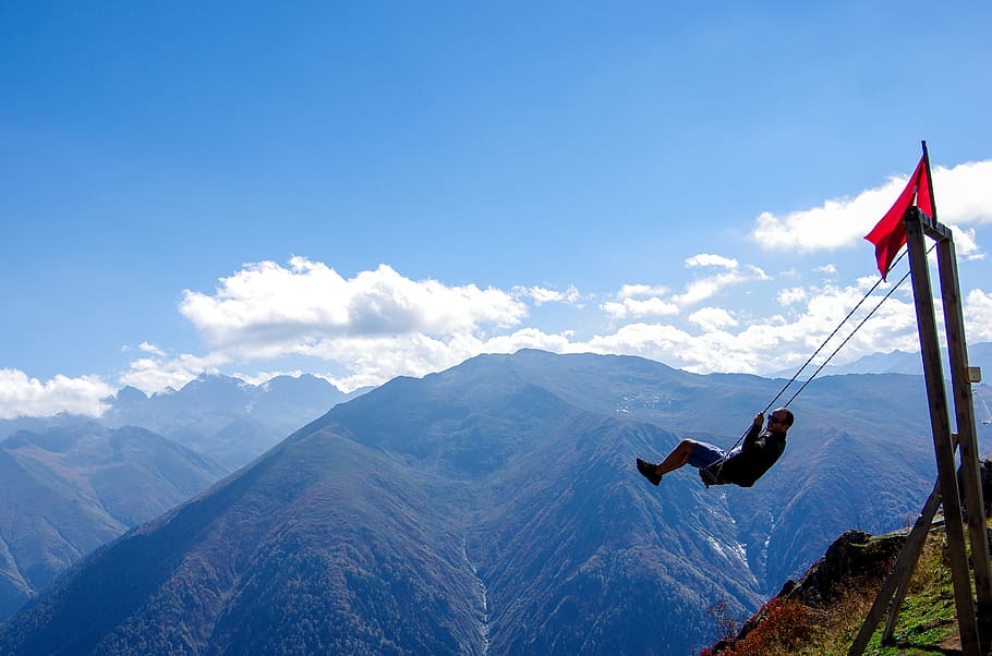 Swing Alps Nature Highland Green Blue Sky Ayder Alpine