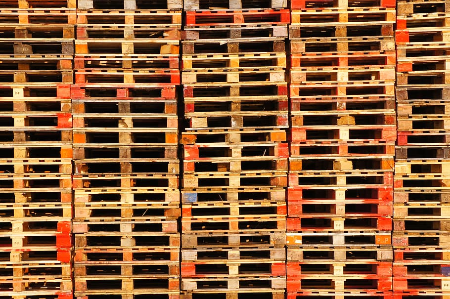 pallets, transport, storage, euro pallets, wood, stacked, industry, logistics, shipping, wooden pallets