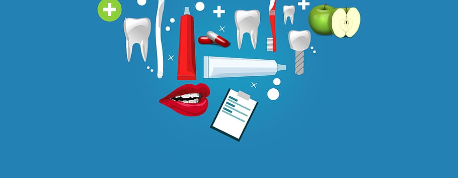 oral, concepto de cuidado, -, productos de higiene, dental, cuidado, dientes, odontología, arte, fondo