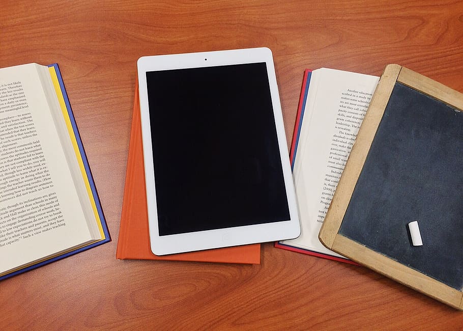 learning, tablet, education, technology, school, table, publication, book, wireless technology, wood - material
