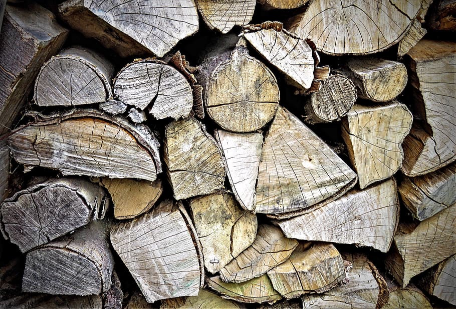 wood, firewood, tree trunks, sawn, hacked, stacked up, stored, dry, burn, oven