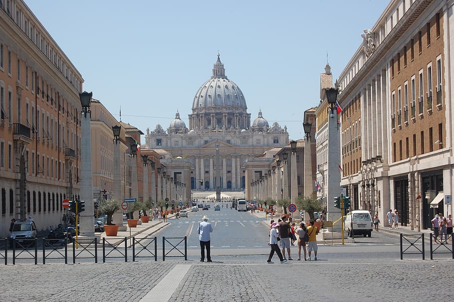 arquitectura, ciudad, viaje, edificio, calle, roma, vaticano, exterior del edificio, estructura construida, cúpula