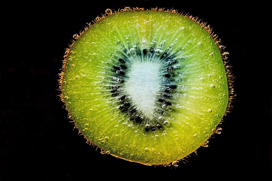 seção transversal de kiwi, close-up, corte, fruta, verde, kiwi, padrão, kiwi - fruta, comida e bebida, cor verde