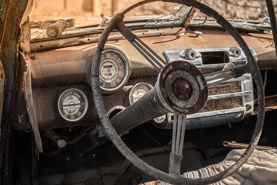 oldtimer, old, auto, rust, antique, rusted, decay, transportation, mode of transportation, car